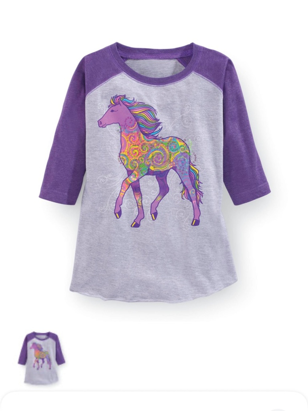 Kids’ Sparkle Horse Print Tee Iridescent Spangle  M 10/12